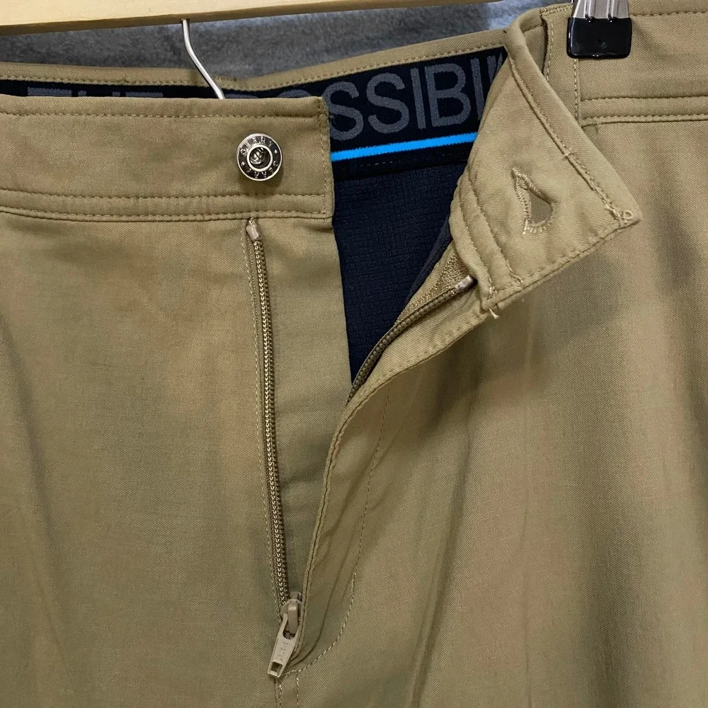 GERRY Men's 40x32 Fleece Lined Outdoor Tan Nylon Spandex Stretch Hiking Pants